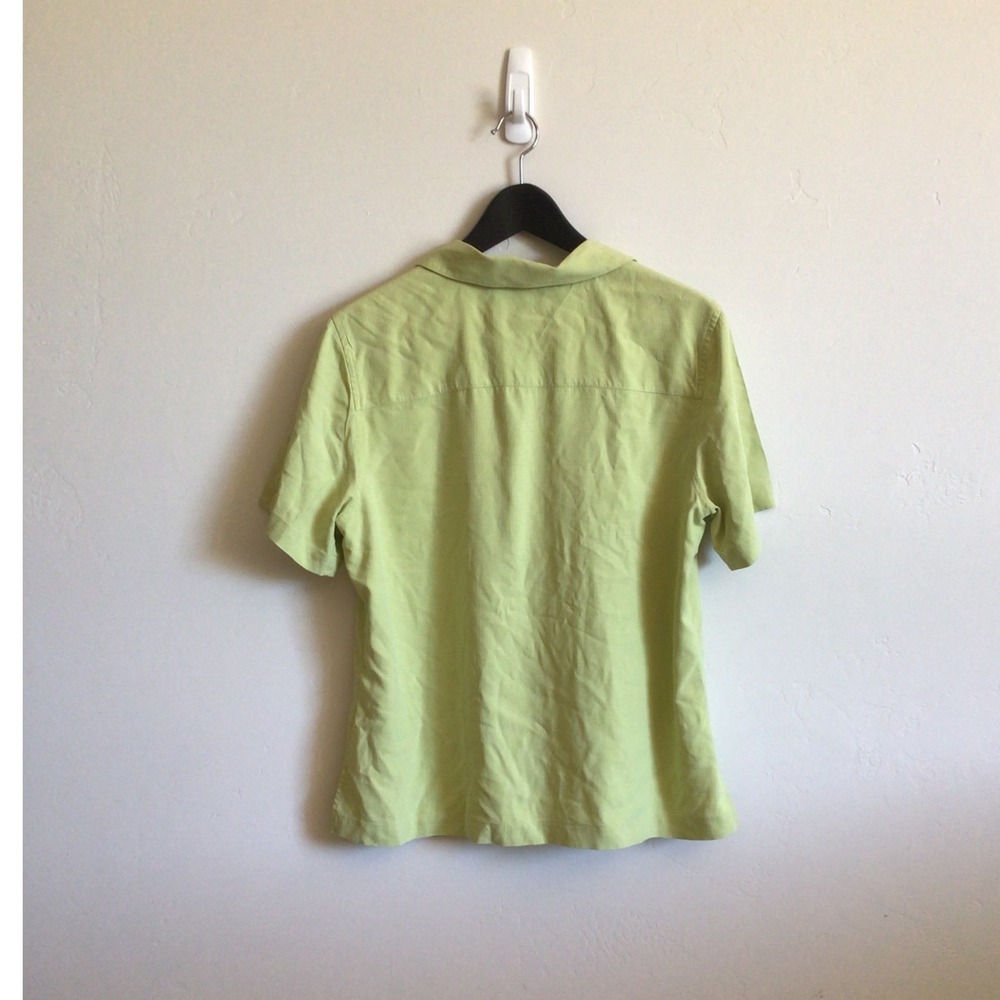 Tommy Bahama Womens Lime Green Stretch Silk Short Sleeve Camp Shirt Size M 8 10 - Picture 4 of 5
